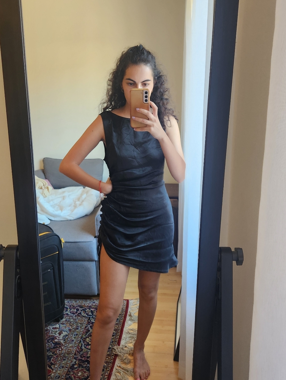 NWT Vrg Grl Dance Satin Ruched Side Mini Dress Party Cocktail Clubbing
